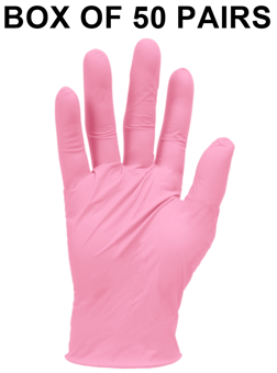 picture of Handsafe GN560 Pink Nitrile Examination Glove - Box of 50 Pairs - BM-GN560