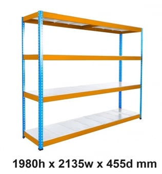 picture of BiGDUG BiG400 Racking 4 Levels - Steel Shelves - 1980h x 2135w x 455d mm - [BDU-B41921044BOS]