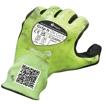 picture of Polyco Grip it Oil Cut E Nitrile Coated Cut Resistant Glove Green/Black - BM-GIOKX