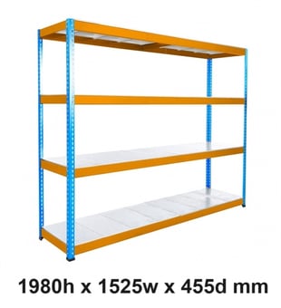 picture of BiGDUG BiG400 Racking 4 Levels - Steel Shelves - 1980h x 1525w x 455d mm - [BDU-B41915044BOS]