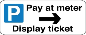 Picture of Parking & Site Management - Pay At Meter Arrow Right Sign - Class 1 Ref  BSEN 12899-1 2001 - 365 x 190Hmm - Reflective - 3mm Aluminium - [AS-TR146-ALU]