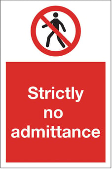 Picture of Strictly No Admittance Sign LARGE - 400 x 600Hmm - Rigid Plastic [AS-PR43-RP]