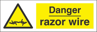 Picture of Danger Razor Wire Sign - 300 x 100Hmm - Rigid Plastic - [AS-WA112-RP]