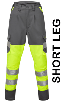 picture of Beckamoor EcoViz CL 1 Stretch Womens Poly/Cotton Cargo Trousers Yellow/Grey - Short Leg - LE-CL04-Y/GY-S