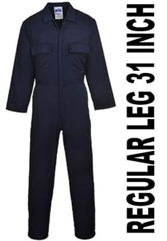 picture of Euro Work Polycotton Coverall - Navy Blue - Regular Leg 31 Inch - PW-S999NAR - (PS)