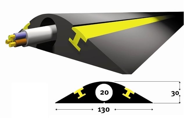 Industrial (Sold as Single 4.5 Meter Roll) 20mm Diameter Hole - Temporary Reusable Traffic Calming Cable Protector 4.5 Meter Long -  Two Products in One - No Fixing Required - [VS-TTC/1]