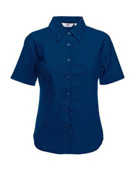 picture of Fruit Of The Loom Navy Blue Lady Fit Short Sleeve Oxford Shirt - BT-65000-NAV - (DISC-X)