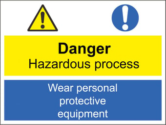 Picture of Danger Hazardous Process Wear PPE Sign - 400 X 300Hmm - Rigid Plastic - [AS-CO5-RP]