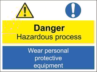 Picture of Danger Hazardous Process Wear PPE Sign - 400 X 300Hmm - Rigid Plastic - [AS-CO5-RP]