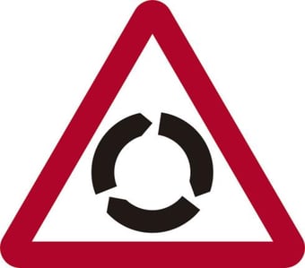 Picture of Spectrum 600mm tri. Dibond Roundabout Ahead Road Sign - Without Channel - SCXO-CI-14716-1