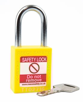 picture of Reece Nylon Body Safety Padlock - 38mm Steel Shackle - Keyed to Differ - Yellow - [RS-TT38YLW] - (LP)