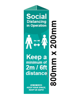picture of Social Distancing in Operation Post/Bollard Sign - 800mm x 200mm - [CI-STP402] - (DISC-X)