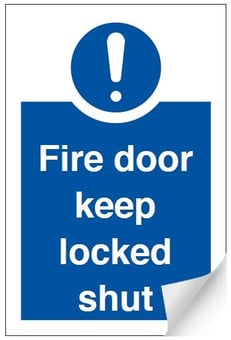 Picture of Fire Door Keep Locked Shut - BS5499 Part 1 & 5 - 100 x 150Hmm - Self Adhesive Vinyl - [AS-EC50-SAV]