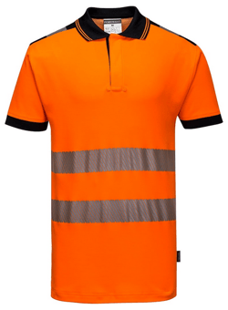 picture of Portwest - PW3 Hi-Vis Orange/Black Polo Shirt - PW-T180OBR
