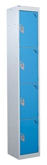 picture of QMP Tool Charging Locker - Solid Door - RCD Plug - 4 Compartment - Light Blue - 1800H x 450W x 450D mm - [QM-BR1845454USX]