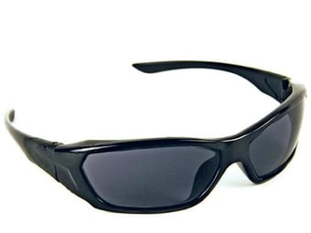 Picture of JSP - ForceFlex Heavy Duty Safety Glasses - Black Frame Smoke UV400 Hard Coated Lens - EN166.1.F - [JS-ASA698-125-800] - (DISC-W)