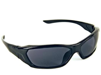 picture of JSP - ForceFlex Heavy Duty Safety Glasses - Black Frame Smoke UV400 Hard Coated Lens - EN166.1.F - [JS-ASA698-125-800] - (DISC-W)