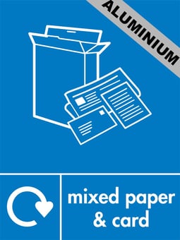Picture of Recycling Signs - Mixed Paper & Card - 300 X 400Hmm - Aluminium - [AS-WR23-ALU]
