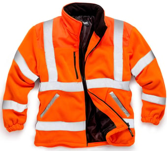 Picture of Hi Vis Orange Zipped Fleece Jacket - Rain Pads on Shoulders and Neck - SN-HV022-OR - (DISC-R)