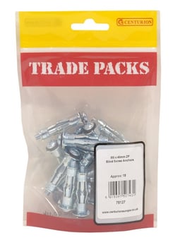 picture of Centurion Blind Screw Anchors - Zinc Plated - M5 x 45mm - 18 PK - [CI-78127]