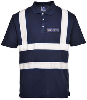 picture of SECURITY Printed Front and Back - Navy Blue Hi-Vis Iona Poloshirt - PW-F477NAR - (HP)