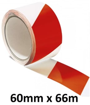 picture of Non-Reflective Hazard Warning Tape - 60mm x 66m - Red/White - [MV-420.11.054]