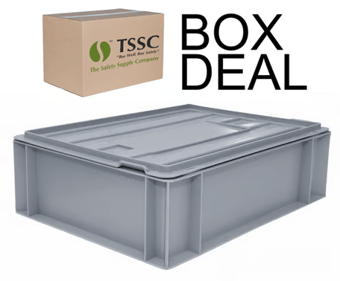 picture of BiGDUG Euro Stacking Box with Hinged Lid - 125h x 300w x 400d mm - 10L - Grey - Box Deal of 10 - [IH-BDU-BNB4311LG] - (LP)