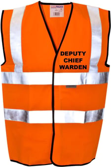 Picture of Value DEPUTY CHIEF WARDEN Printed Front and Back in Black - Hi Visibility Vest - Orange - Class 2 EN20471 CE Hi-Visibility - ST-35281
