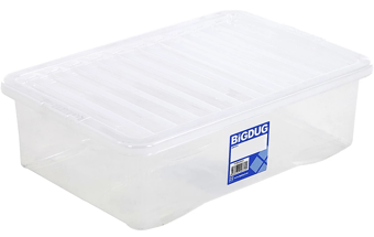 picture of BiGDUG Wham Economy Plastic Box & Lid - 32L - 180h x 400w x 600d mm - Clear - [BDU-VUB32]