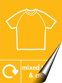 picture of Recycling Signs - Mixed Textiles & Clothes - 300 X 400Hmm - Self Adhesive Vinyl - [AS-WR52-SAV]
