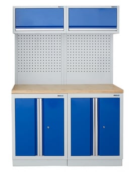 picture of BiGDUG 1361mm Wide Storage System - 2x 2 Door Cupboard - 2x Wall Panel - 2x Wall Cabinet - Multiplex - [BDU-TGCS11GBM] - (LP)