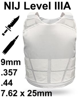 picture of VestGuard - Ultra Covert Body Armour - NIJ Level IIIA - Stab and Bullet Protection - White - VE-UC102-NIJ3A-WH