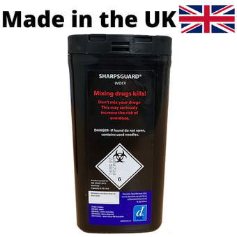 picture of SHARPSGUARD®  WORX Lockable - 159mm x 79mm x 40mm - 0.25 Litre Black Compact Container - Tested to ISO 23907 - [DH-DD443L]