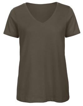 picture of B&C Women's Organic Inspire V-Neck Tee - Khaki - RLW-B119FKHAK