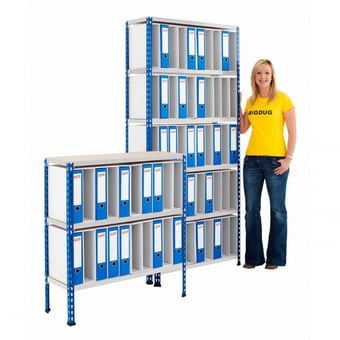Picture of BiGDUG BiG340 40 Lever Arch File Shelving - 915h x 915w x 610d mm - 3 Levels - Blue & Grey - [BDU-B3LA40BG]