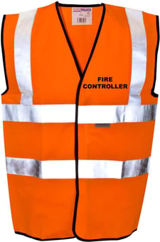 Picture of Value FIRE CONTROLLER Printed Front and Back in Black - Hi Visibility Vest - Orange - Class 2 EN20471 CE Hi-Visibility - ST-35281