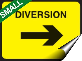 picture of Temporary Traffic Signs - Diversion Right Arrow SMALL - 400 x 300Hmm - Self Adhesive Vinyl - [IH-ZT8S-SAV]