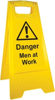 Picture of 'A' Frame Sign Danger Men At Work Yellow - Printed - [IH-AFDMA] - (HP)