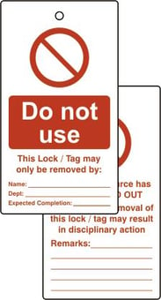 Picture of Spectrum Lockout tags - Do not use - (Double Sided 10 pack) - SCXO-CI-LOK073