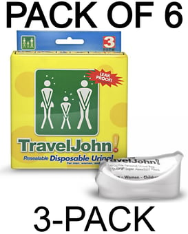 picture of TravelJohn Resealable Disposable Urinal - 6-Packs of 3 - [TJ-671504668302X6] - (AMZPK)
