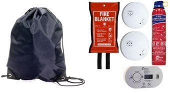 Picture of Gold Fire Property Safety Pack - Includes Long-Life Ionisation Smoke Alarm and Carbon Monoxide Alarm - In a Handy Pull String Bag - [IH-GOLDSAFETYPACK]