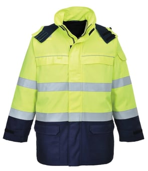 picture of Portwest - Bizflame Multi Arc Hi-Vis Yellow/Navy Jacket - PW-FR79YNR