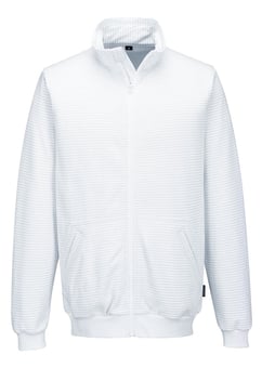 picture of Portwest AS25 - Anti-Static ESD Zip Sweatshirt - White - PW-AS25WHR