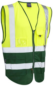 picture of Lynton - Hi-Vis Yellow/Bottle Green Superior Waistcoat - LE-W11-Y/BT