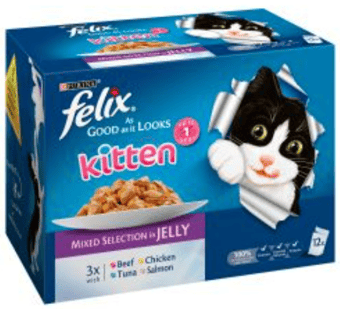 picture of Felix As Good As It Looks Kitten Mixed Selection in Jelly Cat Food 12 Pack 100g - [BSP-594101]