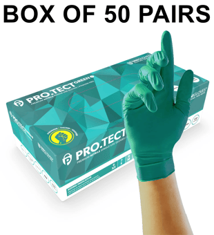 picture of Unigloves PRO.TECT Green Heavy Duty Nitrile Gloves - Box of 50 Pairs - UGL-P-GA008