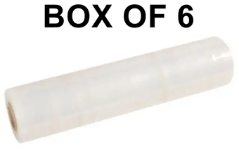 picture of Slingsby Clear Hand Pallet Cast Stretch Wrap - Box of 6 Rolls - 400mm x 300m - [SLB-426748] - (LP)