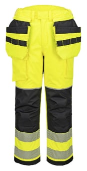 picture of Portwest FR427 - PW3 Modaflame Rain+ Hi-Vis FR Winter Holster Trousers - Yellow/Black - PW-FR427YBR