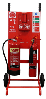 picture of FirePost Mobile Fire Point c/w Signage - 1 x J Bracket & 1 x CO2 Bracket - [HWL-TR02A]