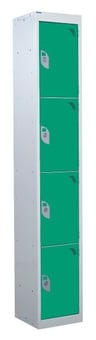 picture of QMP Standard Locker - 4 Compartment - Green Doors - 1800H x 300W x 450D mm - [QM-LS1830454GXX]